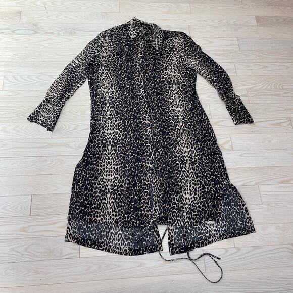 Allsaints Anya Animal Print Shirt Dress Medium Long Sleeve Button Front AND Back - Picture 11 of 12